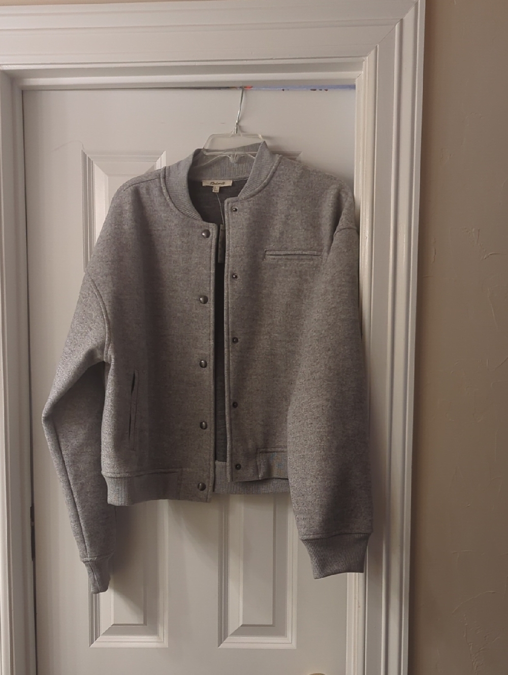 Madewell Heather Gray Snap-Front Bomber Jacket